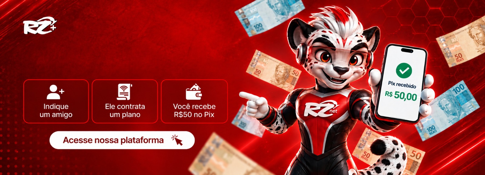 RZ+: Indique um amigo, ele contrata um plano e você recebe R$50 no Pix. Acesse nossa plataforma.